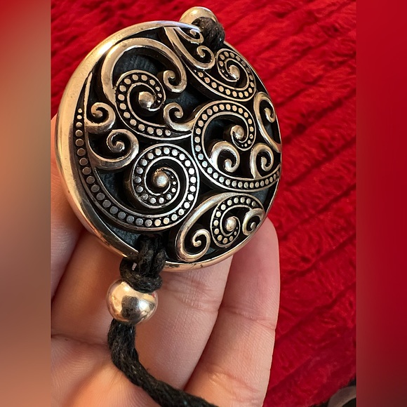 Brighton ANAHITA Silver Scroll Disc Double Black Cord Bracelet (Retired) - Picture 4 of 6